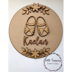 3mm mdf Girl's Baby Shoes Name Plaque Personalised Name Plaques
