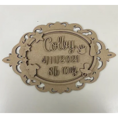 3mm mdf Memory Box Topper with name, date and weight Box Toppers