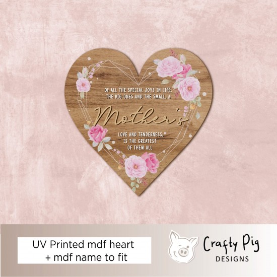 Printed Oak Effect Heart - Off all the special joys in life Mother's Day