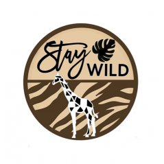 3mm mdf Stay Wild Geometric Giraffe Name Plaque Layered Designs