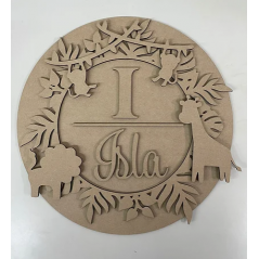 3mm mdf Initial Name Plaque (Jungle Theme 2) Layered Designs