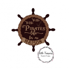 3mm mdf  Ships Wheel 'Yo Ho Yo Ho A Pirates Life For Me' Name Plaque Personalised Name Plaques