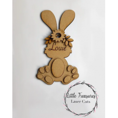 3mm mdf Floral Easter Bunny (engraved name) Easter