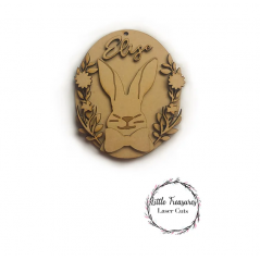 3mm mdf Oval Name Bunny Easter