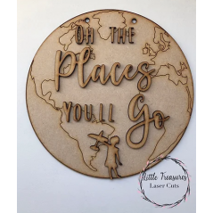 3mm mdf Oh The Places You'll Go (World Map) Plaque Layered Designs