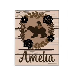 3mm mdf Rectangular Woodland Bears Plaque Personalised Name Plaques