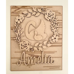 3mm mdf Rectangular Woodland Swans Plaque Personalised Name Plaques