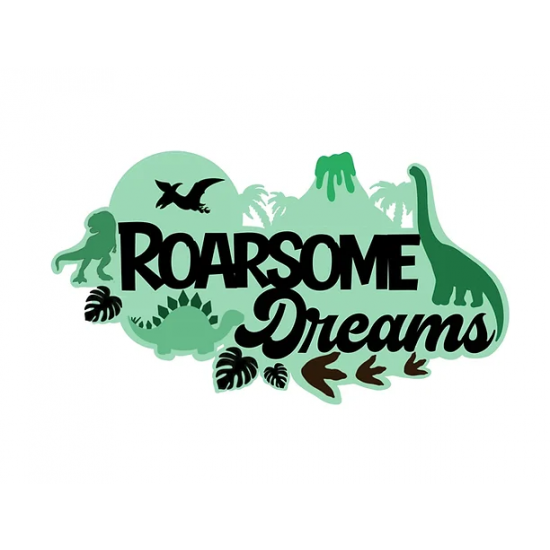 3mm mdf Rawrsome Dreams Dinosaur Mountain Plaque Personalised Name Plaques