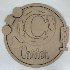 3mm mdf Traffic Circular Plaque 2 Personalised Name Plaques