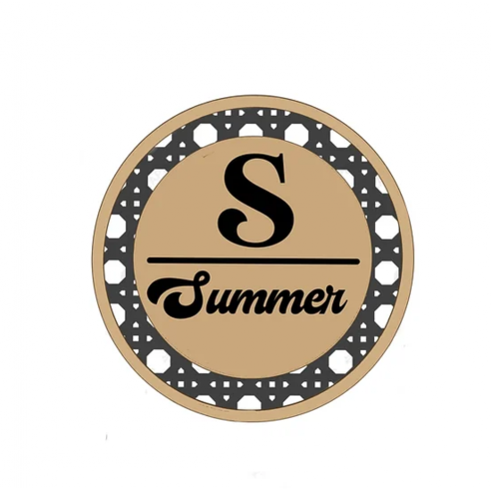 3mm mdf Rattan Circle Initial Plaque Personalised Name Plaques