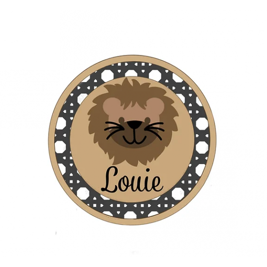 3mm mdf Rattan Circle Lion Plaque Personalised Name Plaques