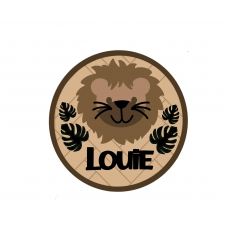 3mm mdf Lion & Leaves Circular Plaque Personalised Name Plaques