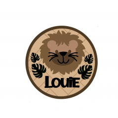 3mm mdf Lion & Leaves Circular Plaque Personalised Name Plaques