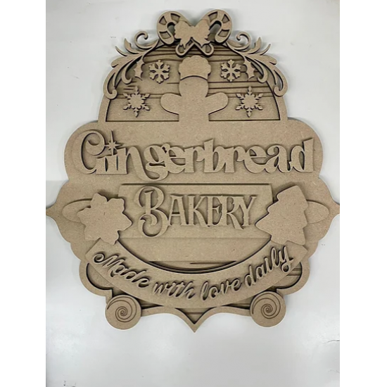 3mm mdf Gingerbread Bakery Plaque Christmas Crafting