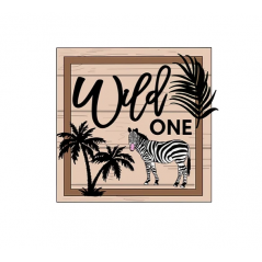 3mm mdf Square Zebra & Leaves Plaque Personalised Name Plaques