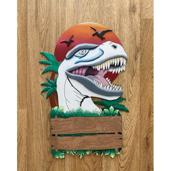 3mm mdf Large Multi-layered Dinosaur Plaque Personalised Name Plaques