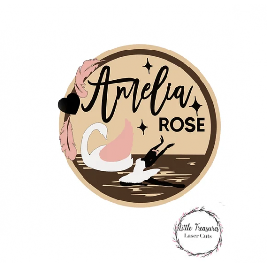 3mm mdf Multi-Names Swan and Ballerina Plaque Personalised Name Plaques