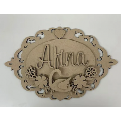 3mm mdf Swan Oval Name Plaque Personalised Name Plaques