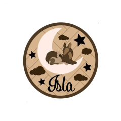 3mm mdf Parent & Baby Animals Moon Plaque Personalised Name Plaques
