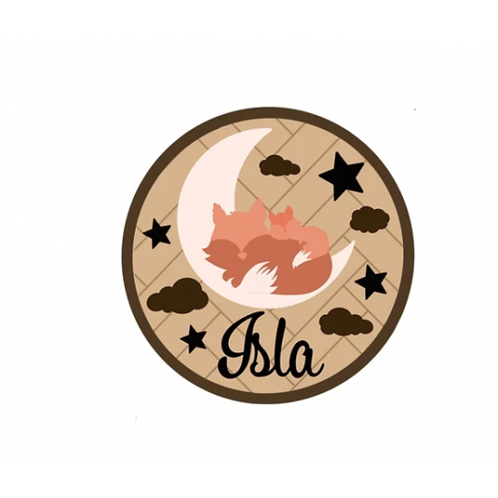 3mm mdf Parent & Baby Animals Moon Plaque Personalised Name Plaques