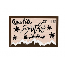 3mm mdf Christmas At The' Rectangular Mountains Plaque Personalised Name Plaques