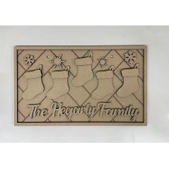 3mm mdf Family Stockings Rectangular Plaque Personalised Name Plaques