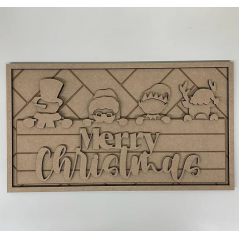 3mm mdf Rectangular Christmas Character Plaque Layered Designs