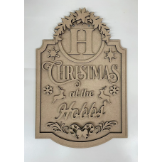 3mm mdf Christmas at the' Initial and Surname Plaque Layered Designs