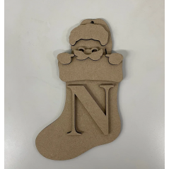 3mm mdf Santa In A Stocking Initial Bauble Christmas Shapes