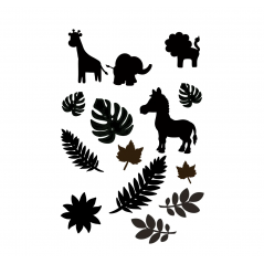 3mm mdf Jungle Animals and Leaves Embellishment pack Animal Shapes