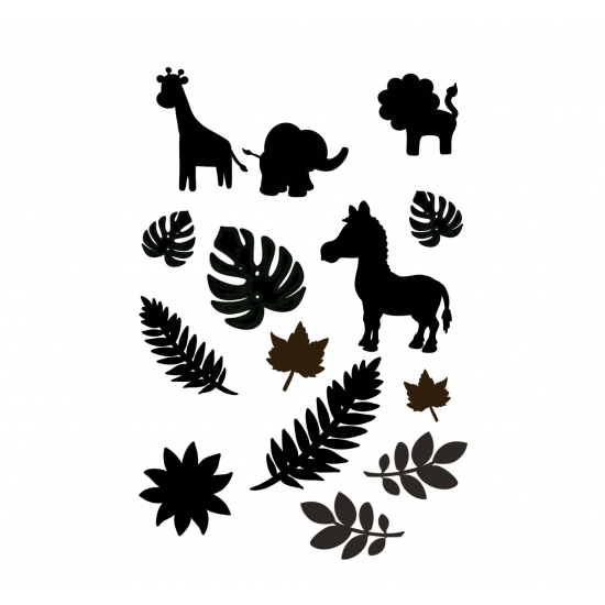 3mm mdf Jungle Animals and Leaves Embellishment pack Animal Shapes