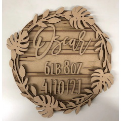 3mm mdf Leaf Wreath Name And Date Plaque Personalised Name Plaques