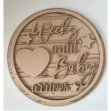 3mm mdf Weeks Until Baby Arrives Plaque Personalised Name Plaques