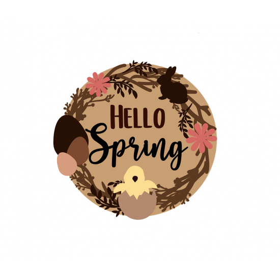 3mm mdf Hello Spring Circular Plaque Personalised Name Plaques