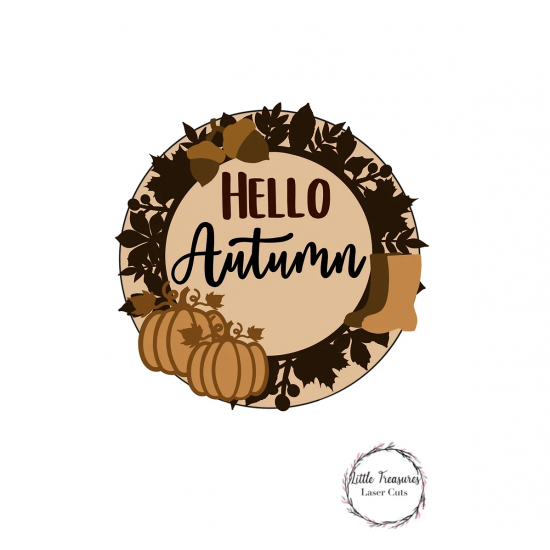 3mm mdf Hello Autumn Circular Plaque Layered Designs