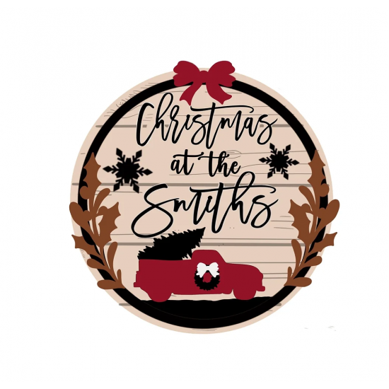 3mm mdf Christmas At The' Christmas Tree Truck Plaque Personalised Name Plaques