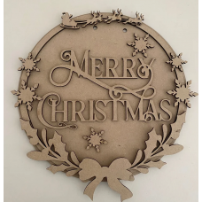 3mm mdf Merry Christmas Circular Plaque Personalised Name Plaques