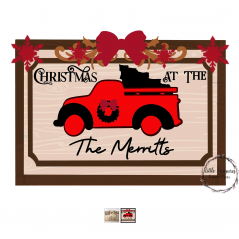 3mm mdf Christmas At The' Rectangular Truck Plaque Personalised Name Plaques