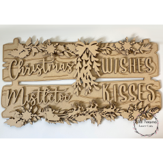3mm mdf Christmas Wishes Signpost Animal Shapes