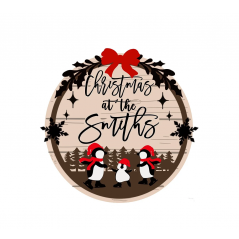 3mm mdf Christmas At The' Penguins Plaque Layered Designs