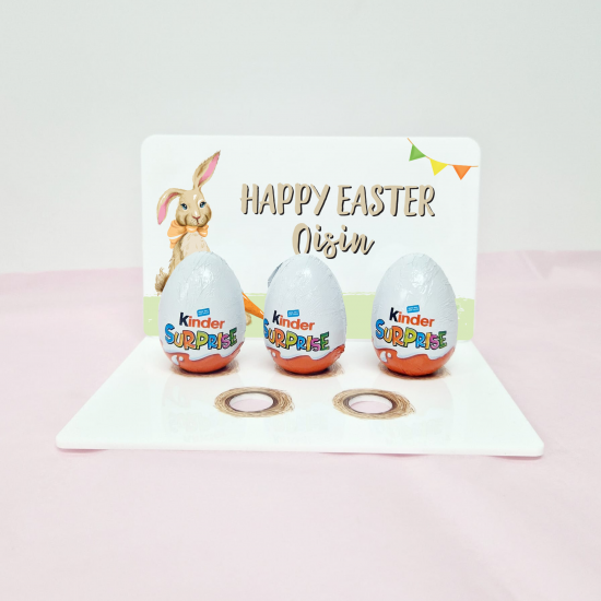 3mm Printed Acrylic Easter Egg Holder Design 6 - Brown Rabbit Easter