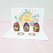 3mm Printed Acrylic Easter Egg Holder Design 8 - Easter Chick Bunny - Blue Easter