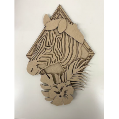 3mm mdf Zebra Safari Animal & Leaves Plaque Layered Designs