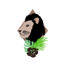 3mm mdf Lion Safari Animal & Leaves Plaque Animal Shapes