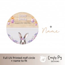 Printed Circle - Grey Bunny - Stop Here For Easter