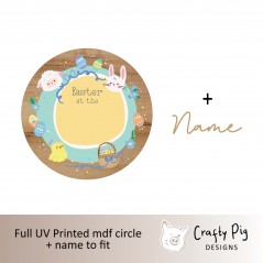 Printed Circle - Chick and Bunny - Blue Easter