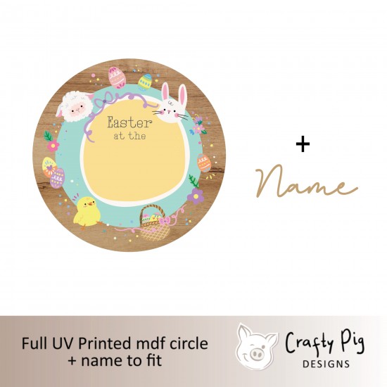 Printed Circle - Chick and Bunny - Pink