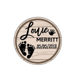 3mm mdf Baby Footprints Name & Date Plaque Personalised Name Plaques