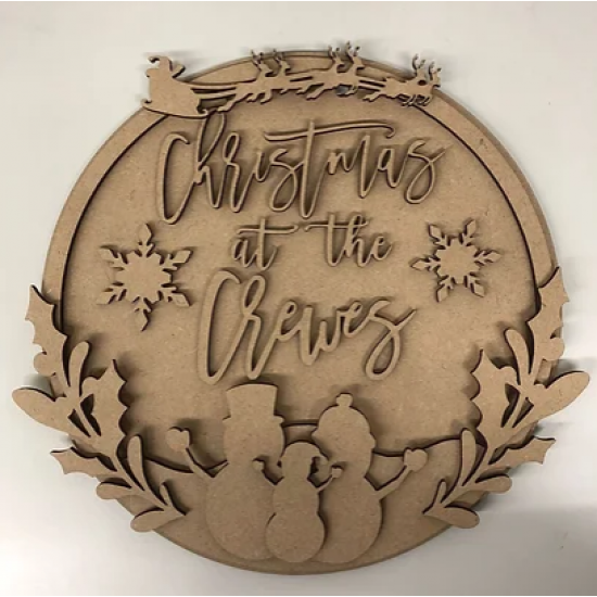 3mm mdf Christmas At The' Snowmen Plaque Personalised Name Plaques