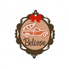3mm mdf Gingerbread Truck Believe Bauble Christmas Baubles